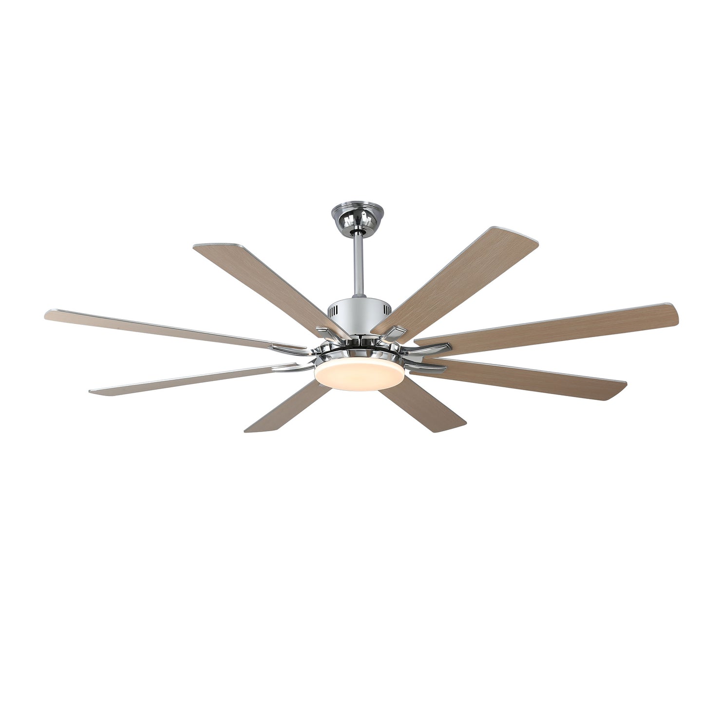 DC7203-72" 8 Blades Black/Silver Finish Modern Urban Reversible Ceiling Fan with Remote and LED Light Kit Included, Large Size Dimmable Ceiling Fan