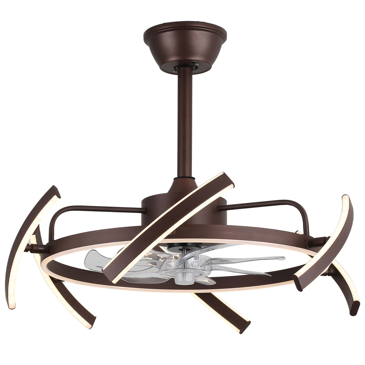 DC2405-BellaDepot 24.4" Black/Gold/White/Brown/Chrome DIY Shape Reversible Ceiling Fan with Remote and LED Light Kit Included