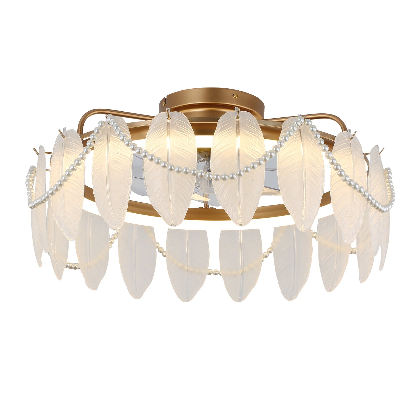 DC2024-BellaDepot 19.7" Girly Pearl Reversible Ceiling Fan with LED Light Kit Included and Remote, 6 Speeds Ceiling Fan