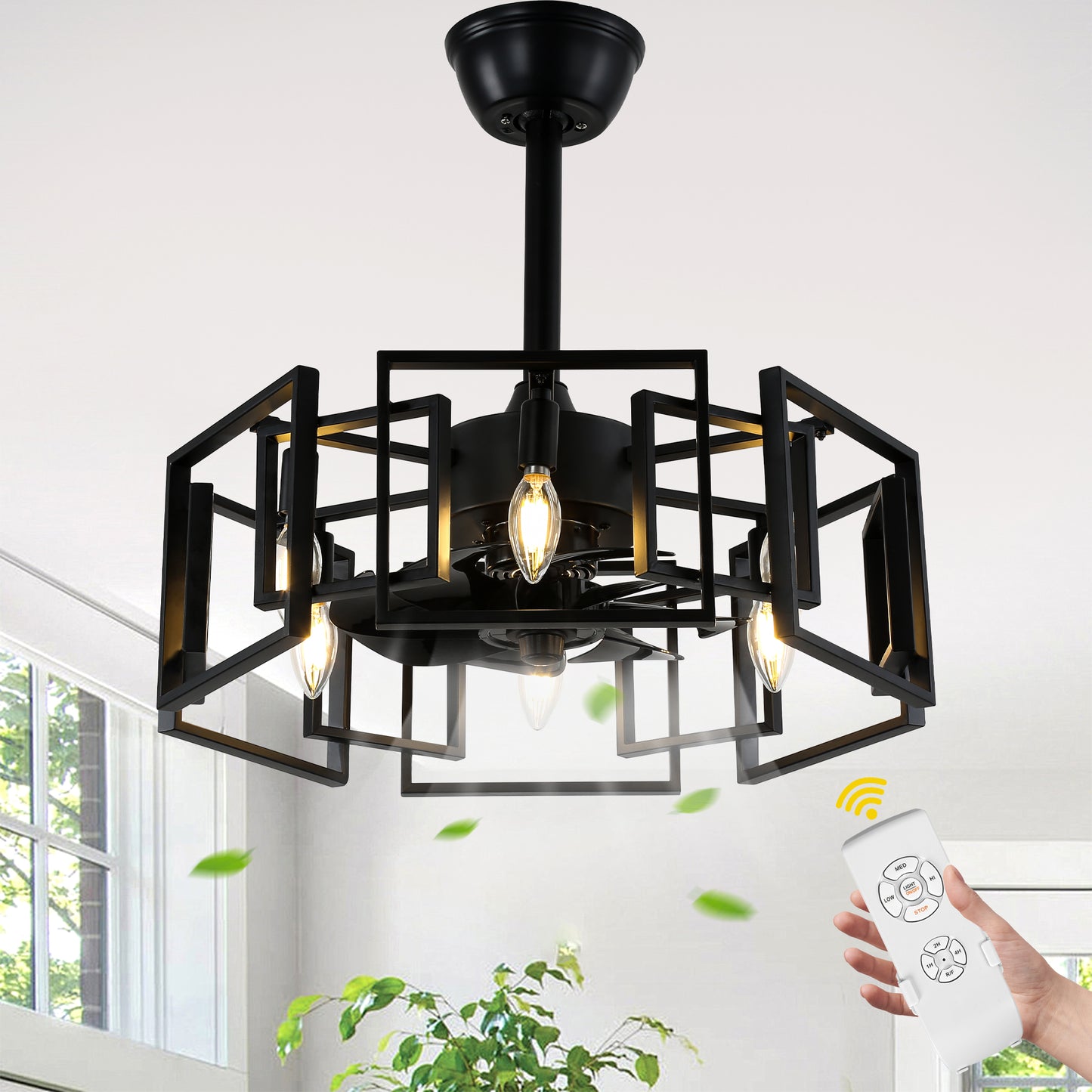 DC2029-19.69" Classic Reversible Ceiling Fan with Remote and 4 Lights, DC Motor 6 Speeds Ceiling Fan