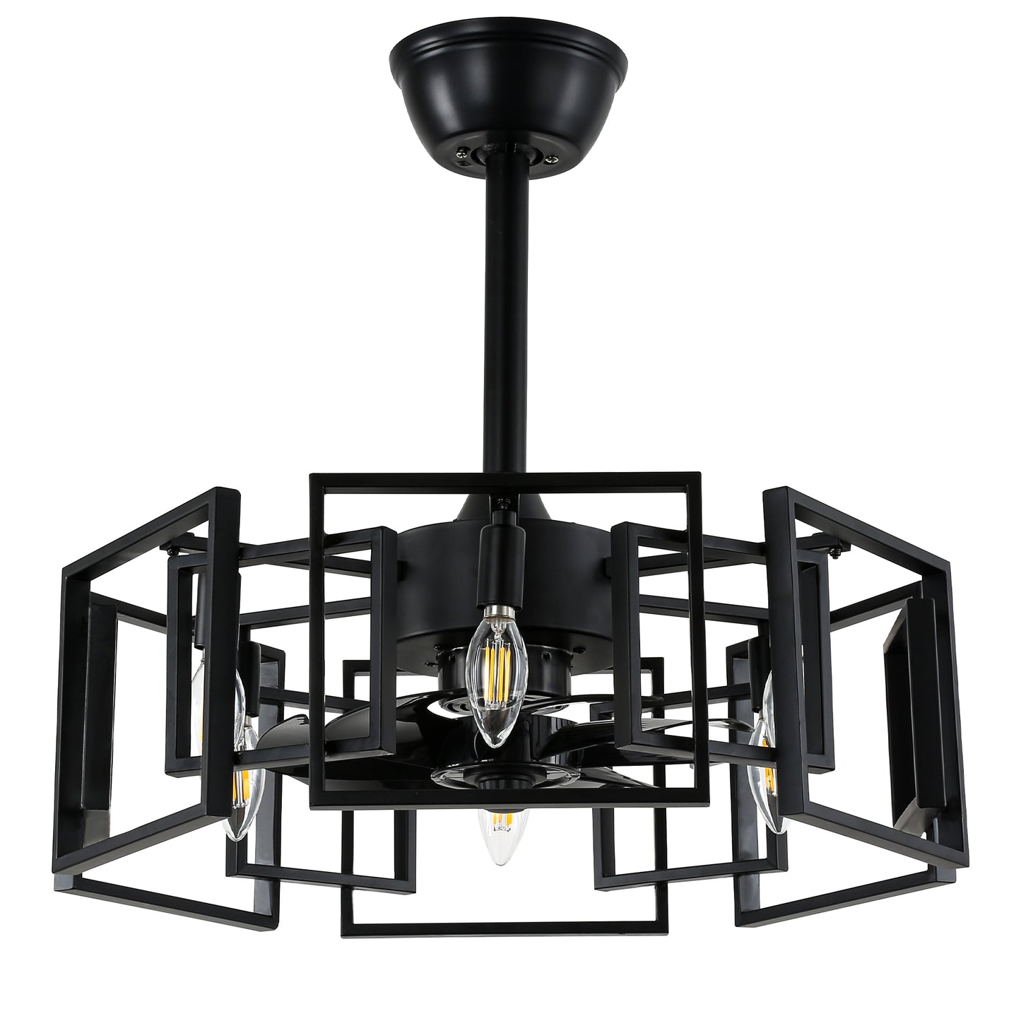 DC2032-BellaDepot 20.6" Industrial Reversible Ceiling Fan with Remote and 6 Lights, DC Motor 6 Speeds Ceiling Fan