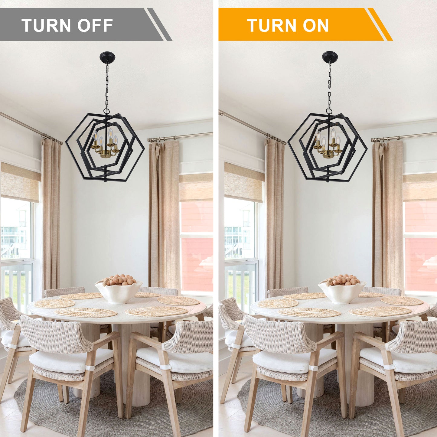 FC4069-21.3" Industrial DIY Shape Metal Chandelier with Adjustable Chain, Home Decoration Pendant Light