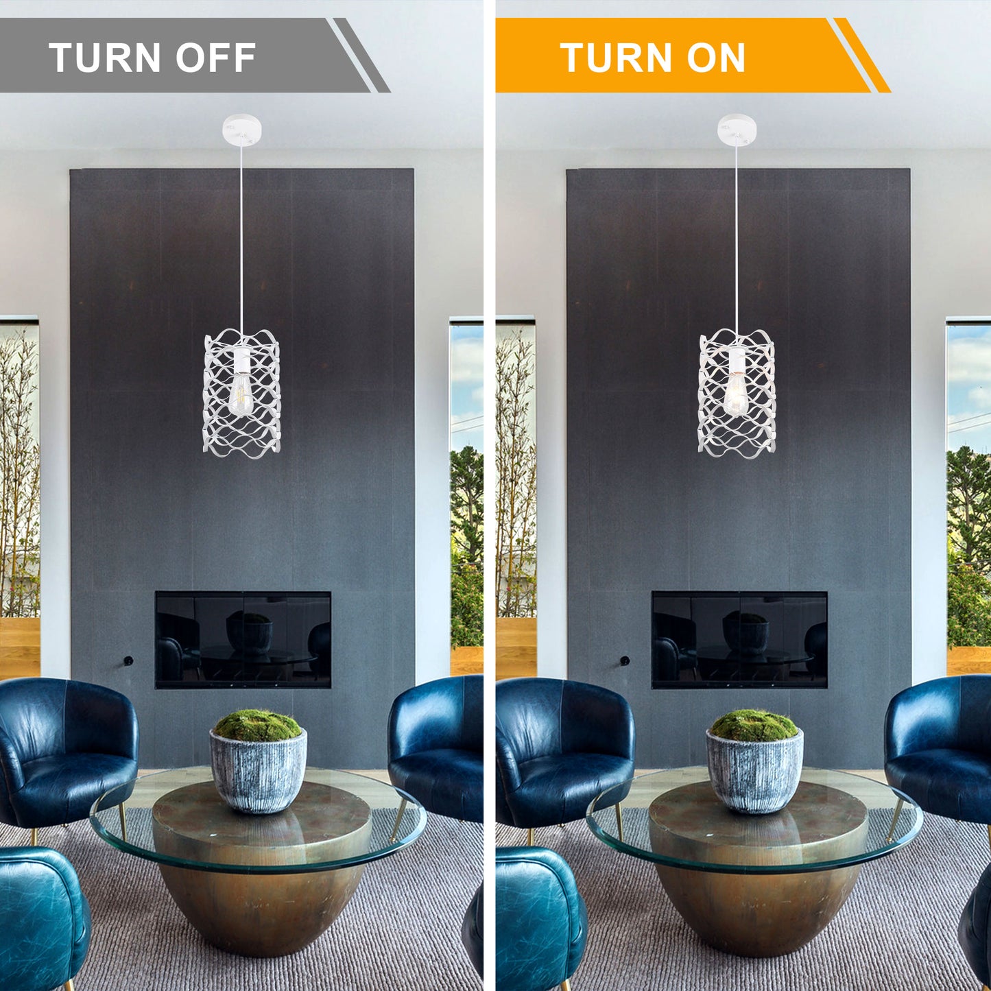 FC4080-1 Light White Finish Modern Industrial Style Home Pendant Light