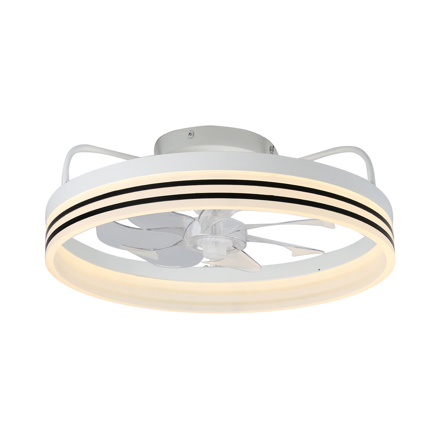 DC2003-BellaDepot 20" Black/Gold/White Modern Style Low Profile Dimmable Ceiling Fan with Remote and LED Light Kit Included