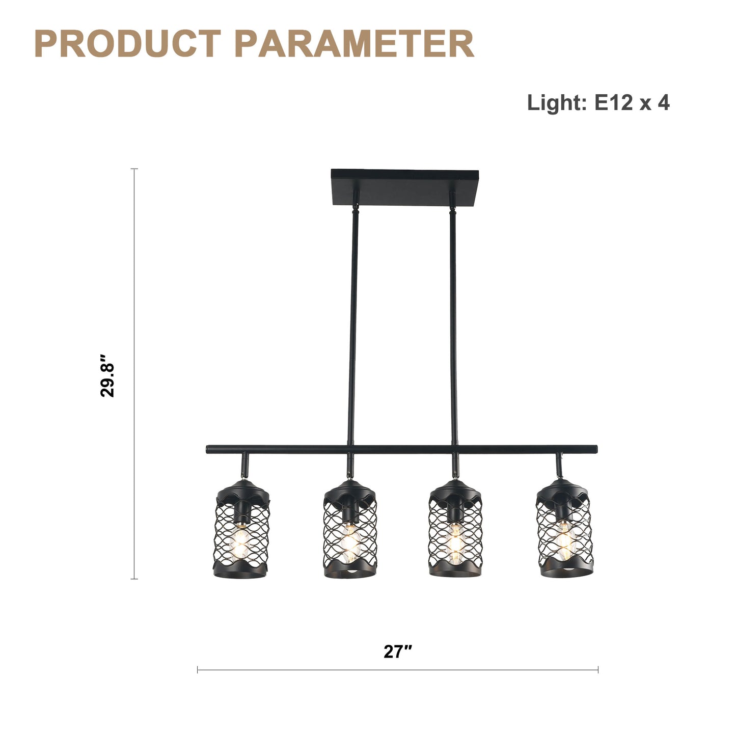 FC4082-4 Lights Modern Industrial Style Kitchen Island Lighting with Adjustable Lamp Head