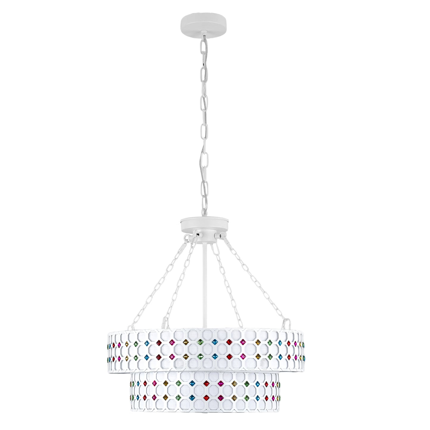 BD4083-BellaDepot 6 Lights Black/White Finish Vintage Chandelier, Home Decor Light Fixture with Adjustable Chain