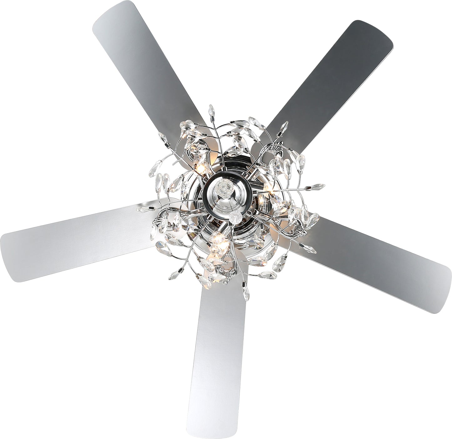 BD2014-BellaDepot 52" Black/Chrome Luxury Crystal Reversible Ceiling Fan with Remote and 3 Lights