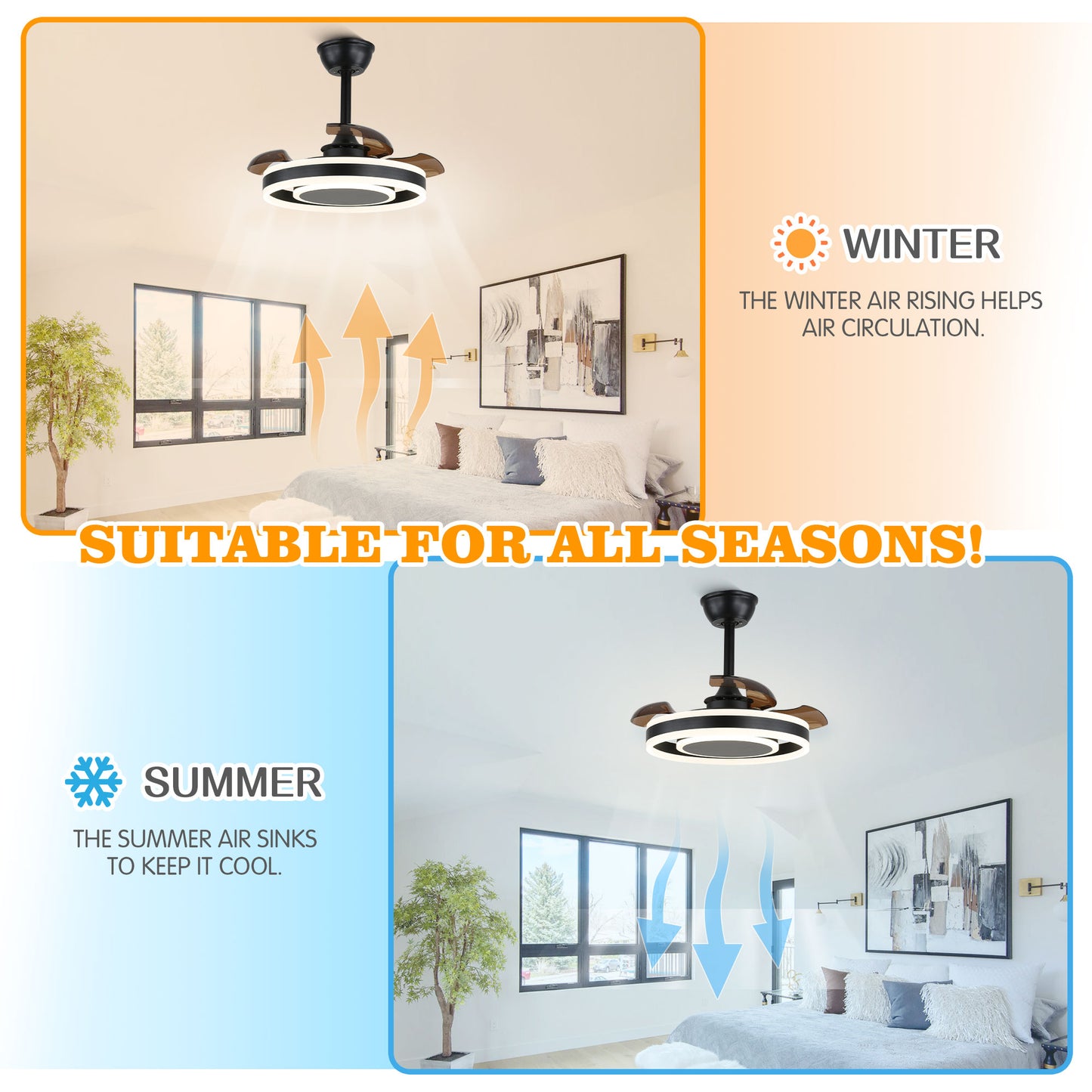 DC2205-22" Modern Reversible Ceiling Fan with Remote and LED Light Kit Included