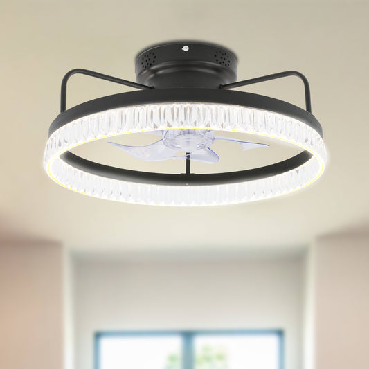 DC2006-B/G-BellaDepot 19.8" Modern Simple Low Profile Reversible Ceiling Fan with LED Light Kit Included and Remote