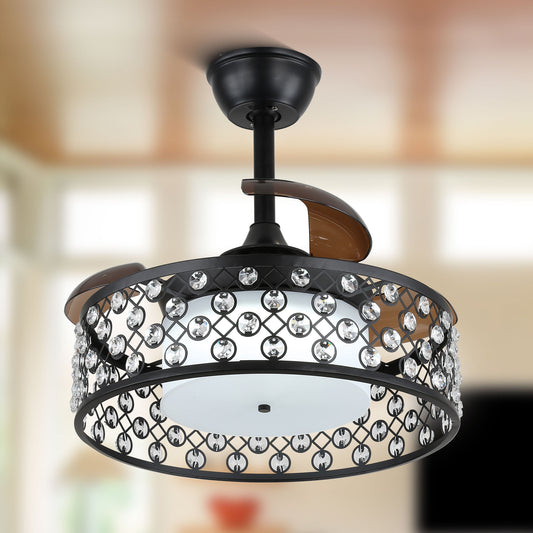 DC2204-BellaDepot 22" Classic Retractable Ceiling Fan with Remote and LED Light Kit Included, Dimmable Ceiling Fan