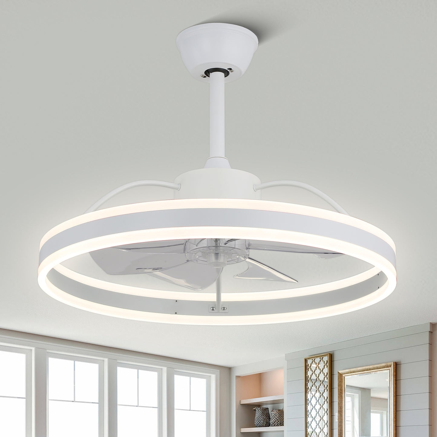 DC2402-BellaDepot 23.6" Modern Reversible Ceiling Fan with LED Light Kit Included and Remote