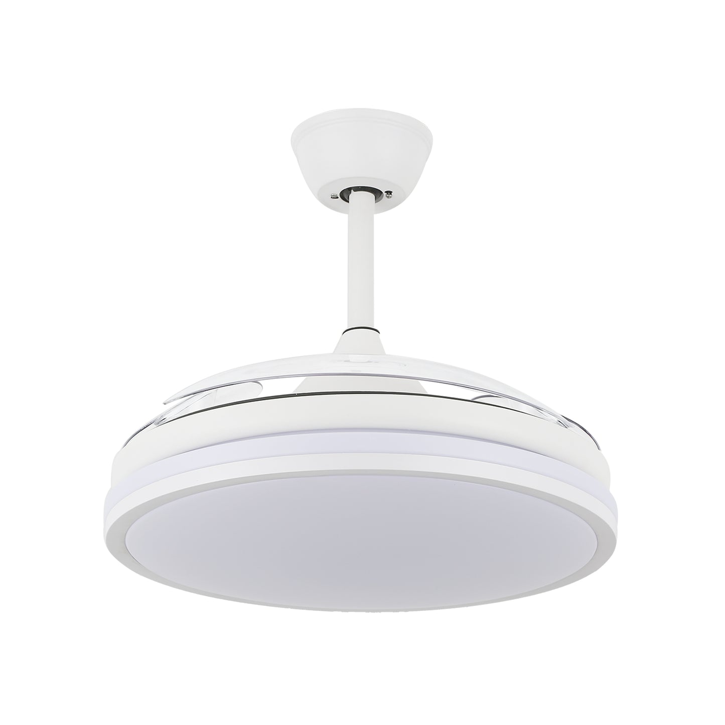 DC4260-BellaDepot 42" Black/Chrome/Gold/White Modern Reversible Ceiling Fan with Remote and LED Light Kit Included, 6 Speeds Retractable Ceiling Fan