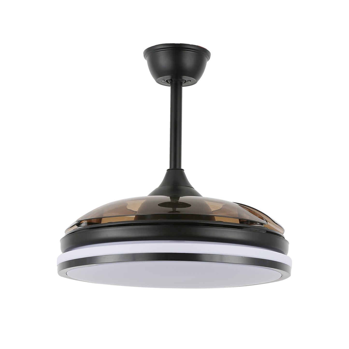 DC4260-BellaDepot 42" Black/Chrome/Gold/White Modern Reversible Ceiling Fan with Remote and LED Light Kit Included, 6 Speeds Retractable Ceiling Fan