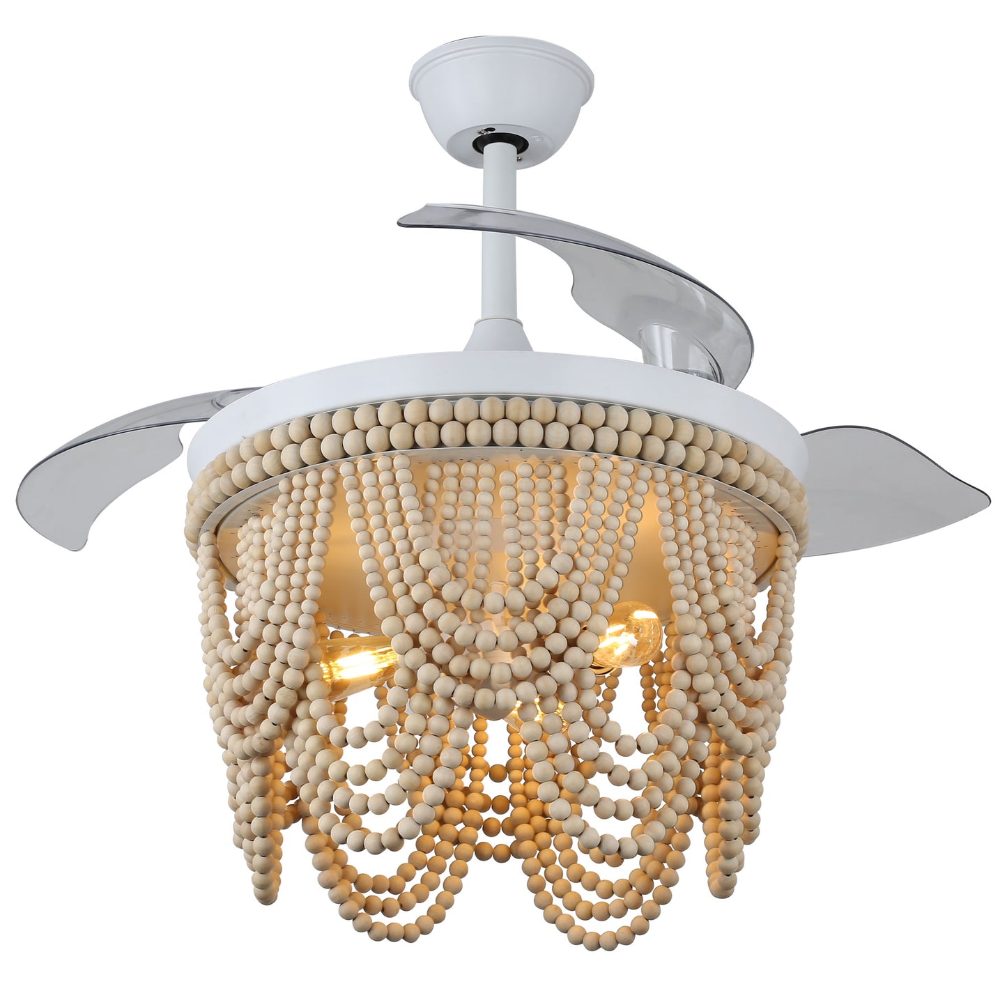 DC4265-BellaDepot 42" Gold/Black/White Retractable Reversible Ceiling Fan with Remote and 3 Lights