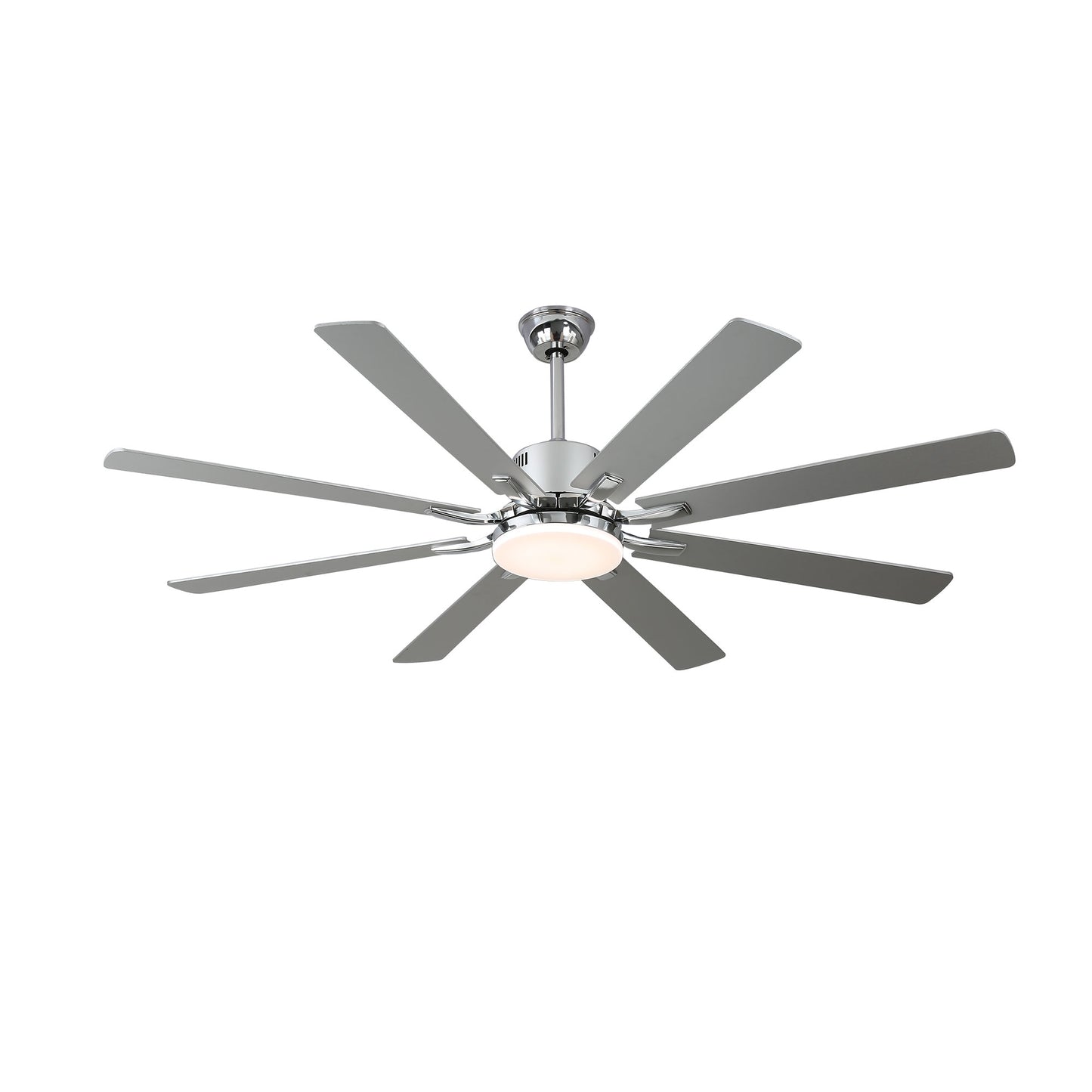 DC7203-72" 8 Blades Black/Silver Finish Modern Urban Reversible Ceiling Fan with Remote and LED Light Kit Included, Large Size Dimmable Ceiling Fan