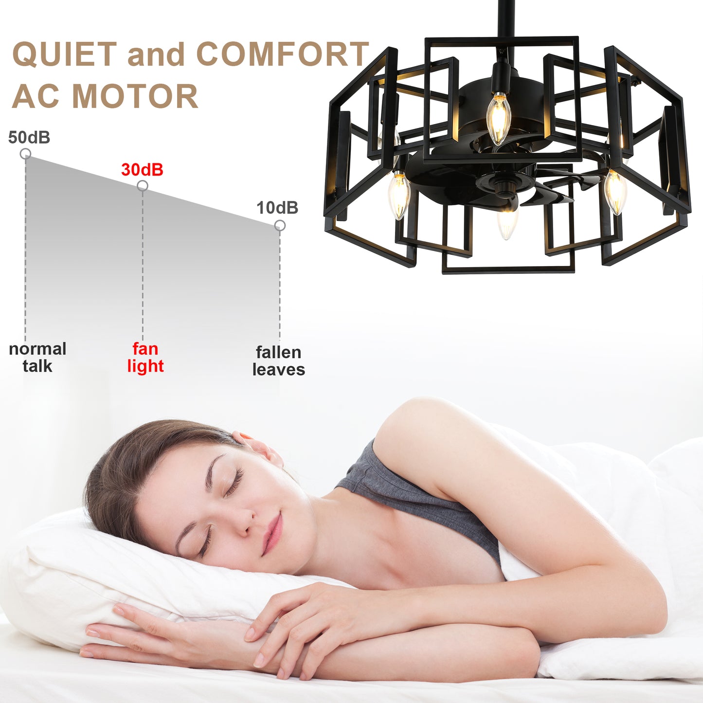 DC2029-19.69" Classic Reversible Ceiling Fan with Remote and 4 Lights, DC Motor 6 Speeds Ceiling Fan