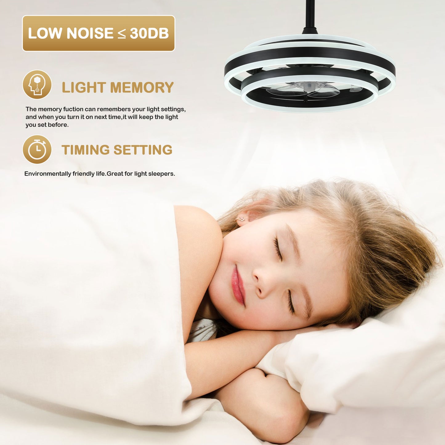 DC2028-BellaDepot 20" Modern Urban Reversible Ceiling Fan with Remote and LED Light Kit Included