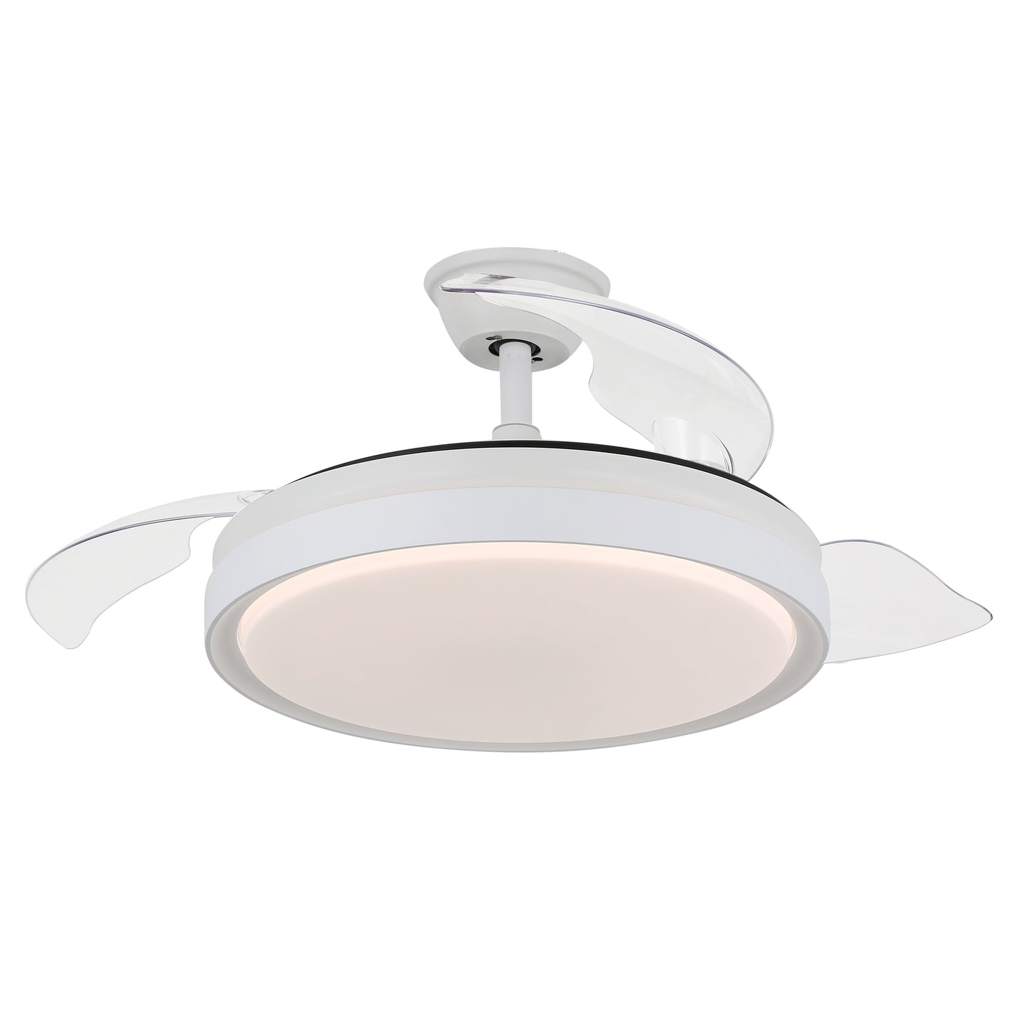 DC4205-42" Black/Gold/White Finish Retractable Ceiling Fan with Remote and LED Light Kit Included, CCT Dimmable Ceiling Fan