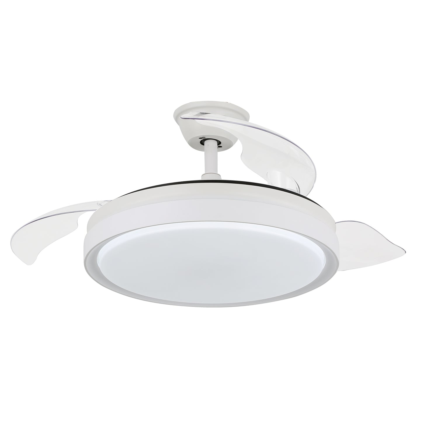 DC4205-42" Black/Gold/White Finish Retractable Ceiling Fan with Remote and LED Light Kit Included, CCT Dimmable Ceiling Fan