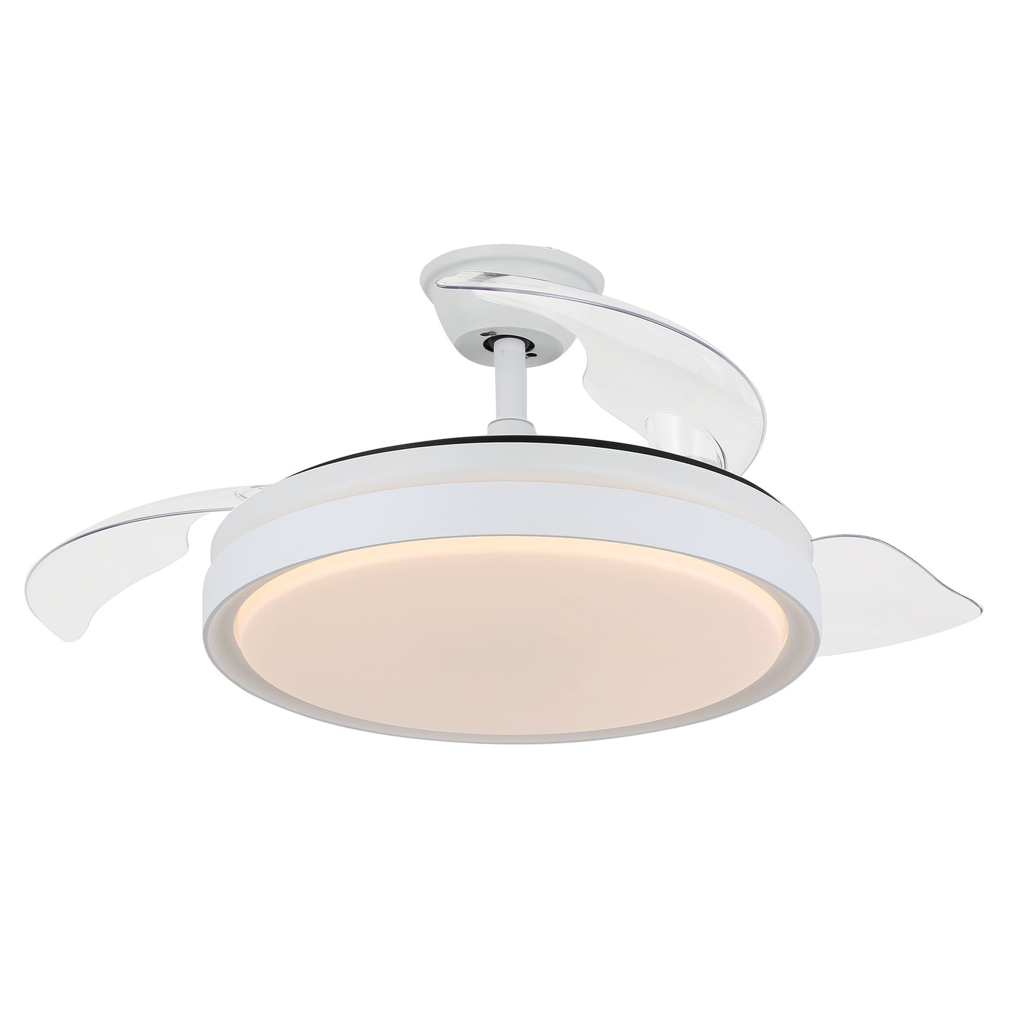 DC4205-42" Black/Gold/White Finish Retractable Ceiling Fan with Remote and LED Light Kit Included, CCT Dimmable Ceiling Fan