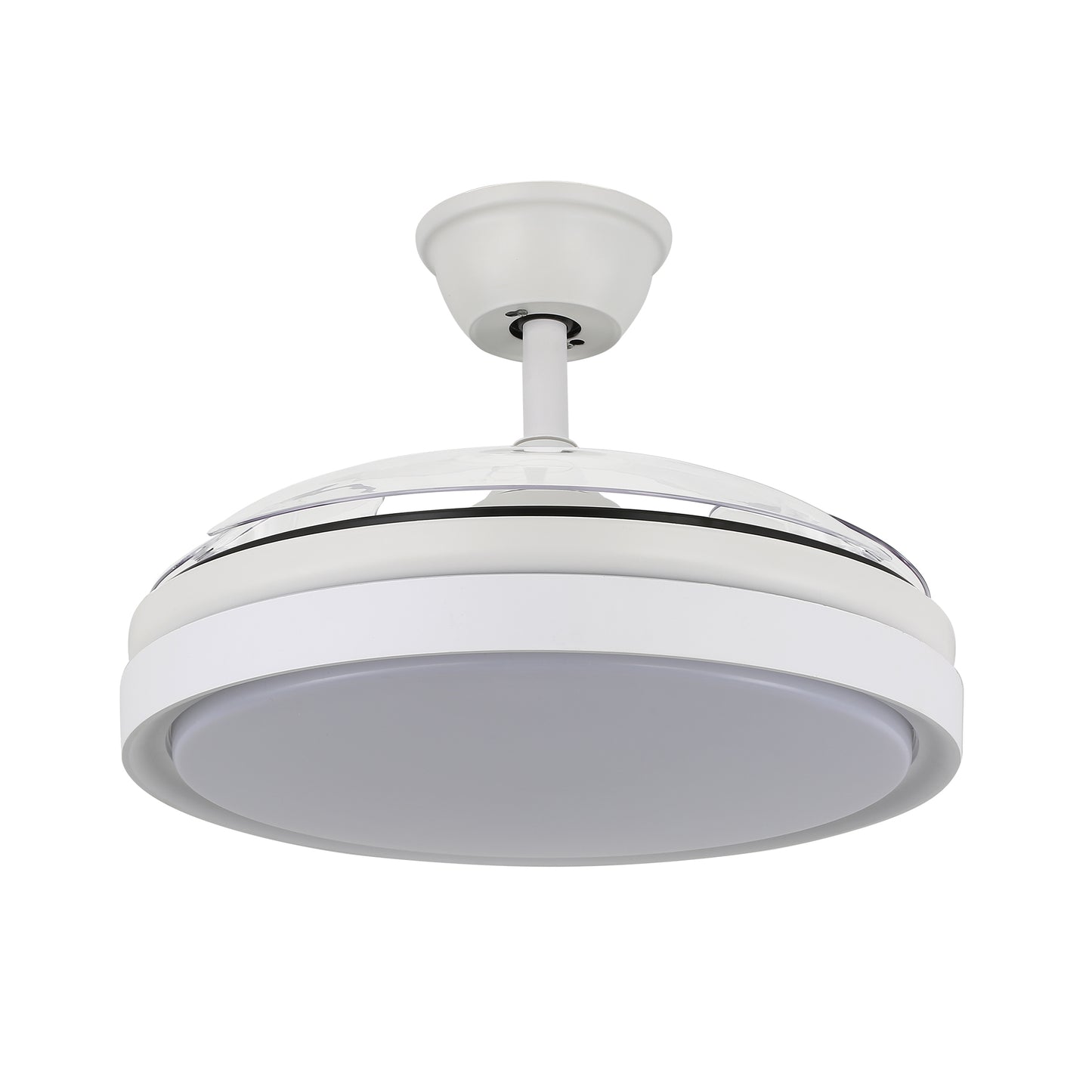 DC4260-BellaDepot 42" Black/Chrome/Gold/White Modern Reversible Ceiling Fan with Remote and LED Light Kit Included, 6 Speeds Retractable Ceiling Fan