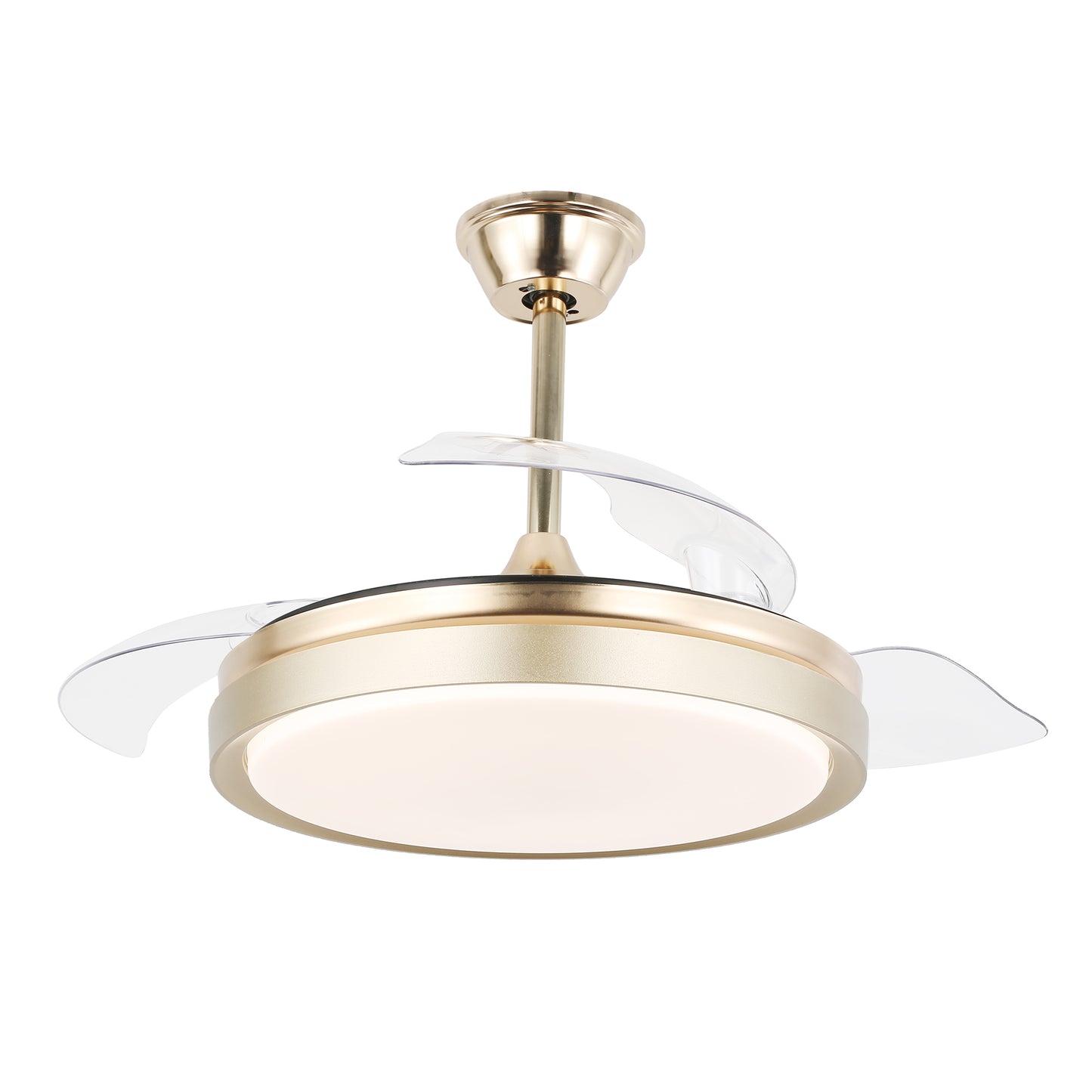 DC4205-42" Black/Gold/White Finish Retractable Ceiling Fan with Remote and LED Light Kit Included, CCT Dimmable Ceiling Fan