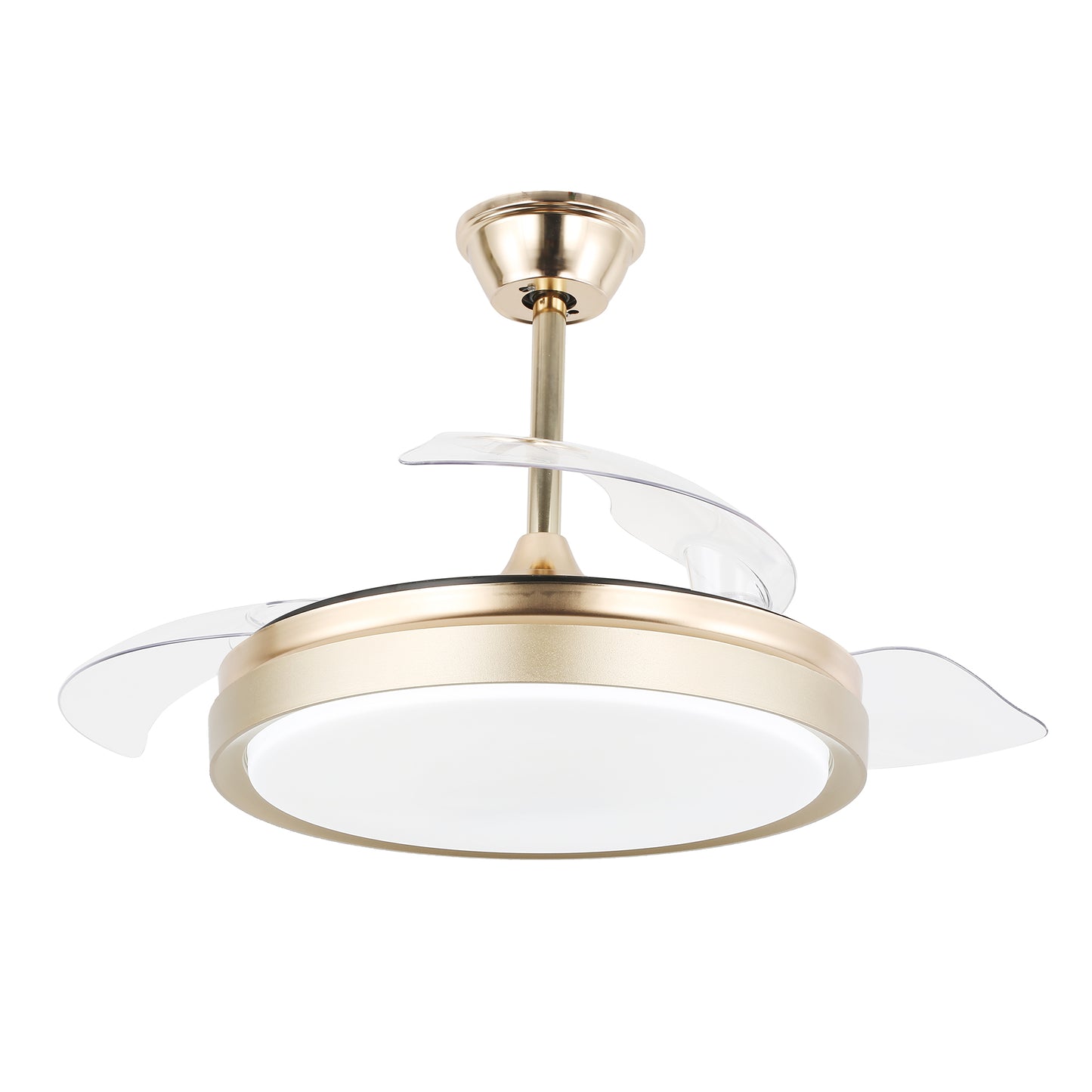 DC4205-42" Black/Gold/White Finish Retractable Ceiling Fan with Remote and LED Light Kit Included, CCT Dimmable Ceiling Fan