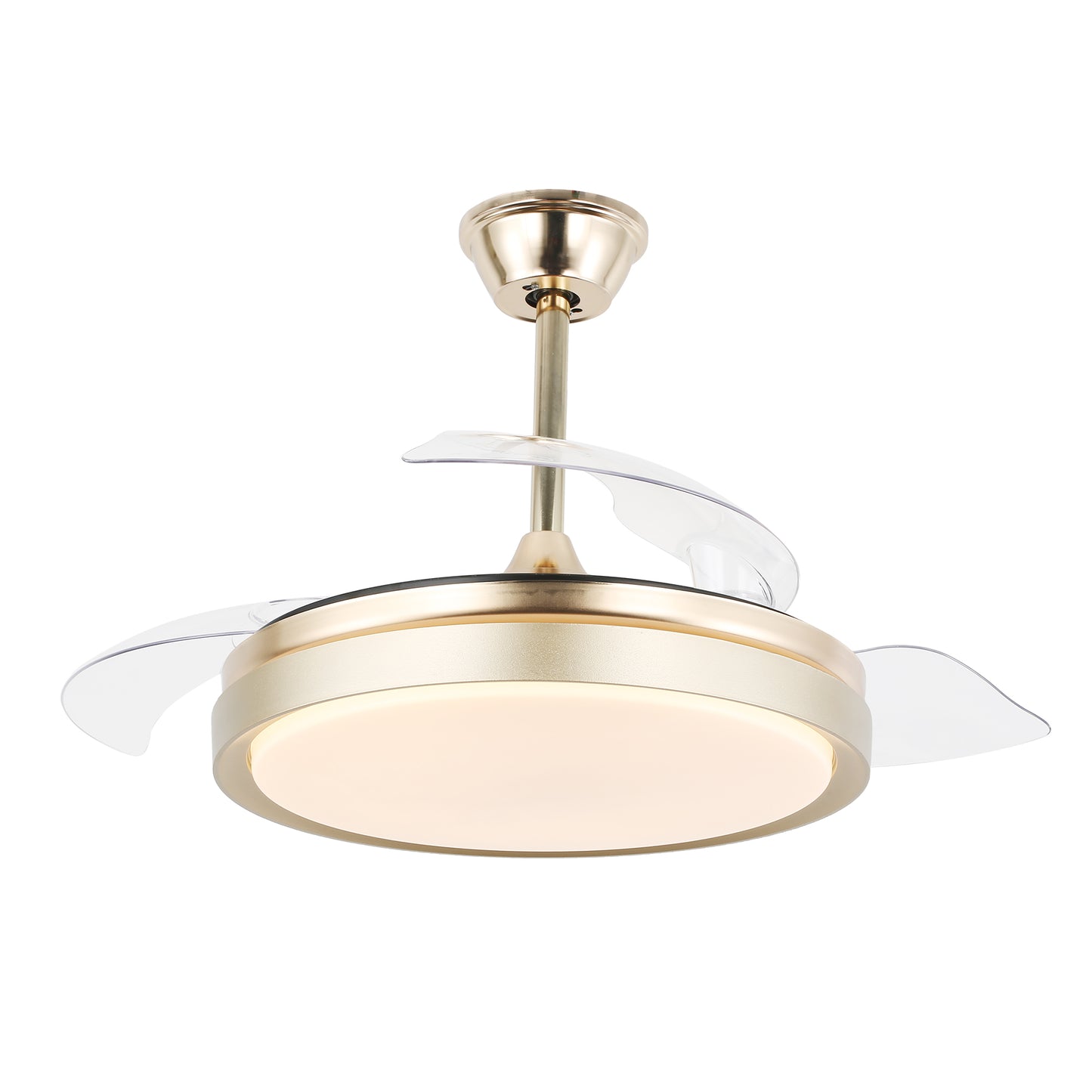 DC4205-42" Black/Gold/White Finish Retractable Ceiling Fan with Remote and LED Light Kit Included, CCT Dimmable Ceiling Fan