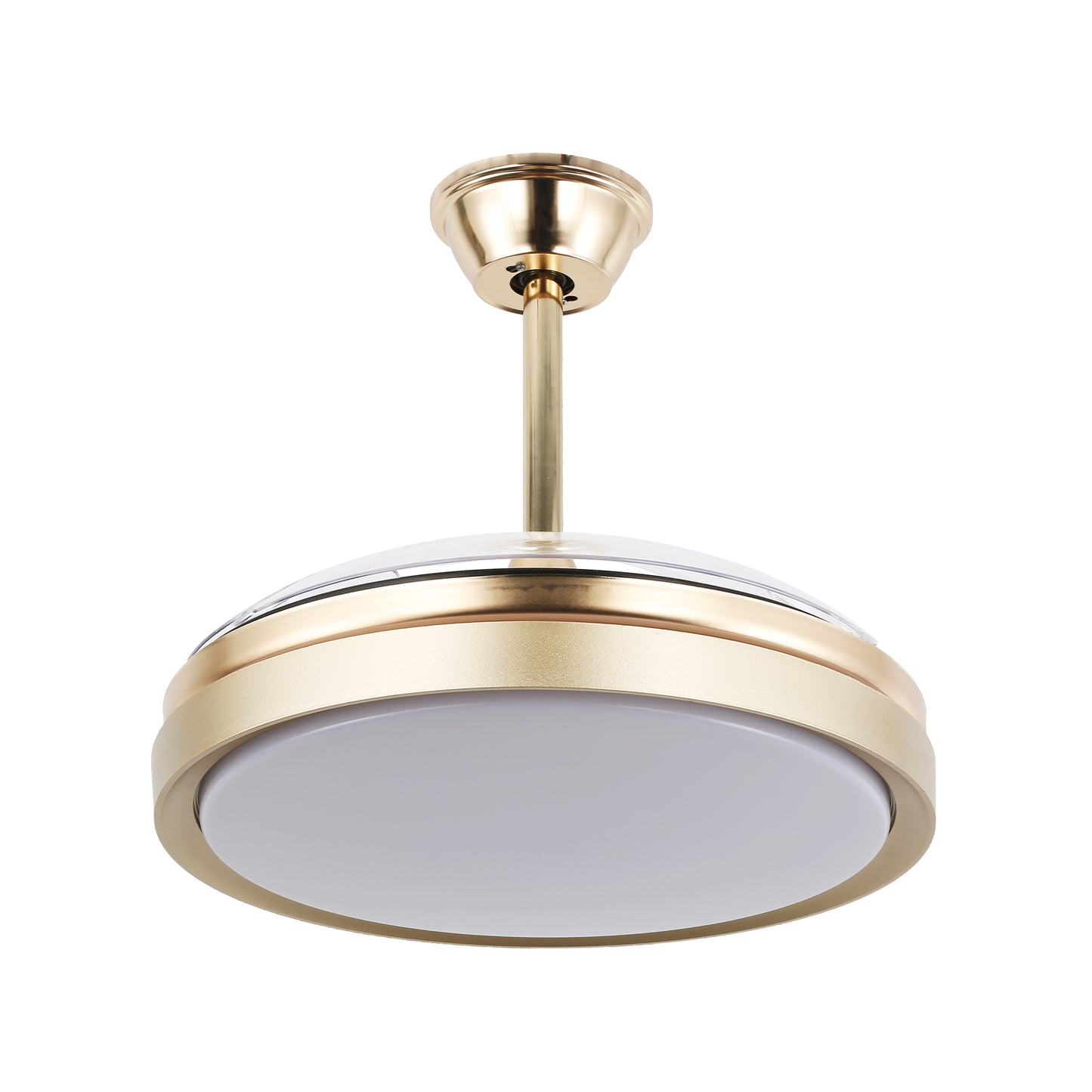 DC4260-BellaDepot 42" Black/Chrome/Gold/White Modern Reversible Ceiling Fan with Remote and LED Light Kit Included, 6 Speeds Retractable Ceiling Fan