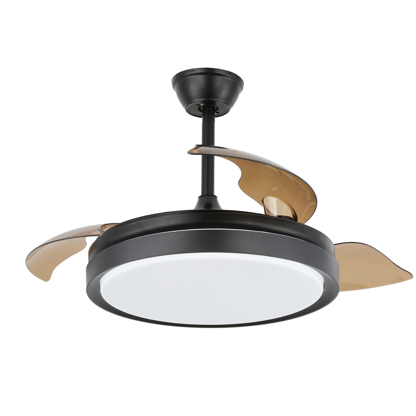 DC4205-42" Black/Gold/White Finish Retractable Ceiling Fan with Remote and LED Light Kit Included, CCT Dimmable Ceiling Fan