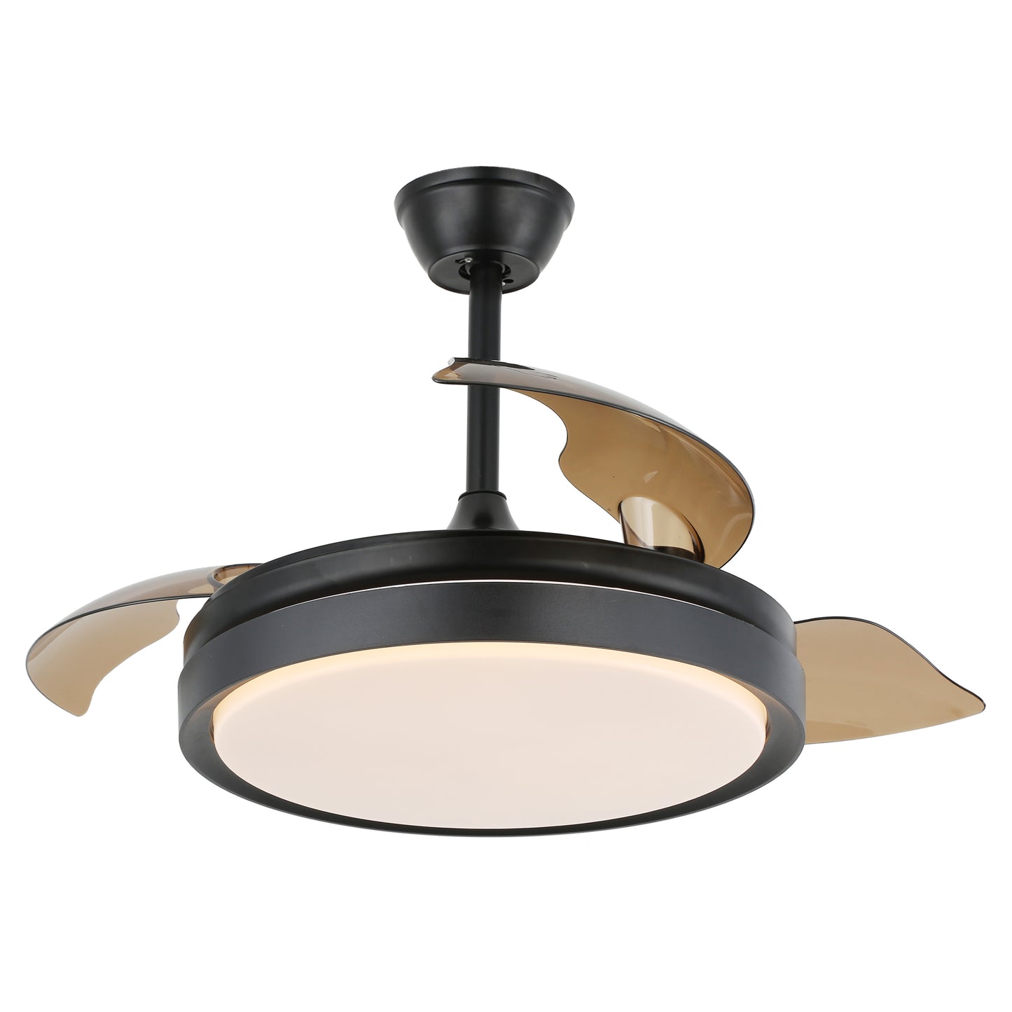 DC4205-42" Black/Gold/White Finish Retractable Ceiling Fan with Remote and LED Light Kit Included, CCT Dimmable Ceiling Fan