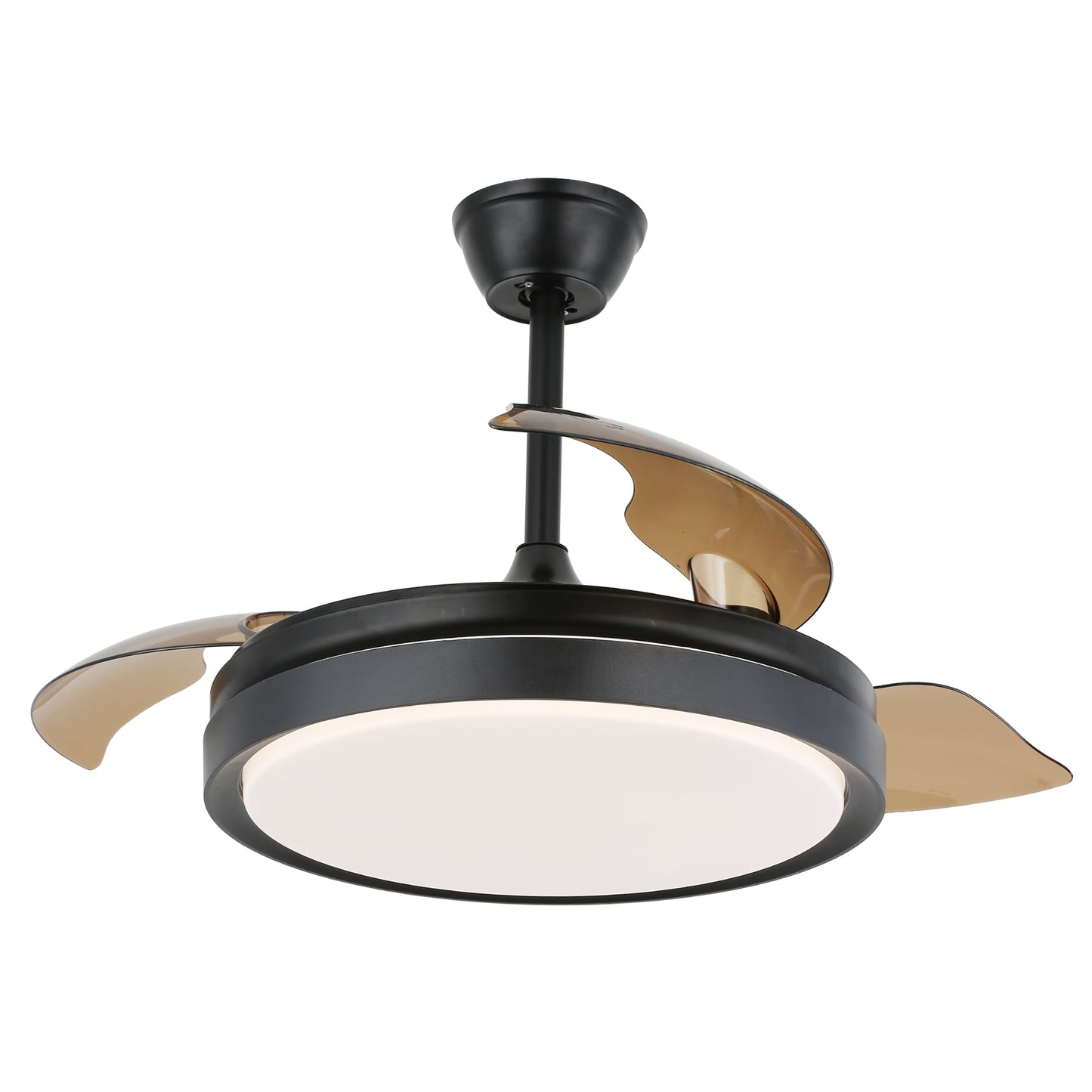 DC4205-42" Black/Gold/White Finish Retractable Ceiling Fan with Remote and LED Light Kit Included, CCT Dimmable Ceiling Fan