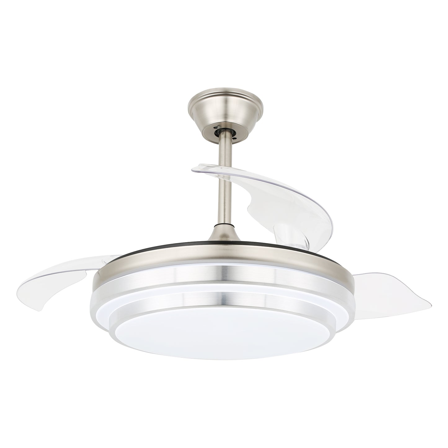 DC4204-42" Modern Urban Brushed Nickel Retractable Ceiling Fan with Remote and LED Light Kit Included, 6 Speeds Reversible Ceiling Fan
