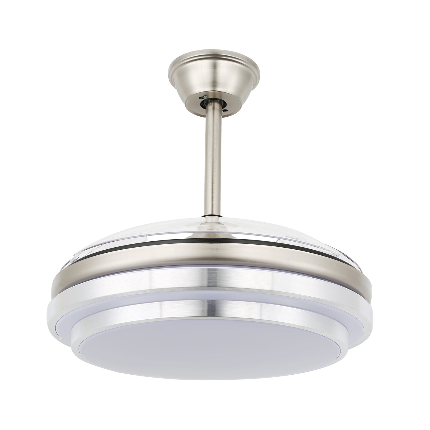 DC4204-42" Modern Urban Brushed Nickel Retractable Ceiling Fan with Remote and LED Light Kit Included, 6 Speeds Reversible Ceiling Fan