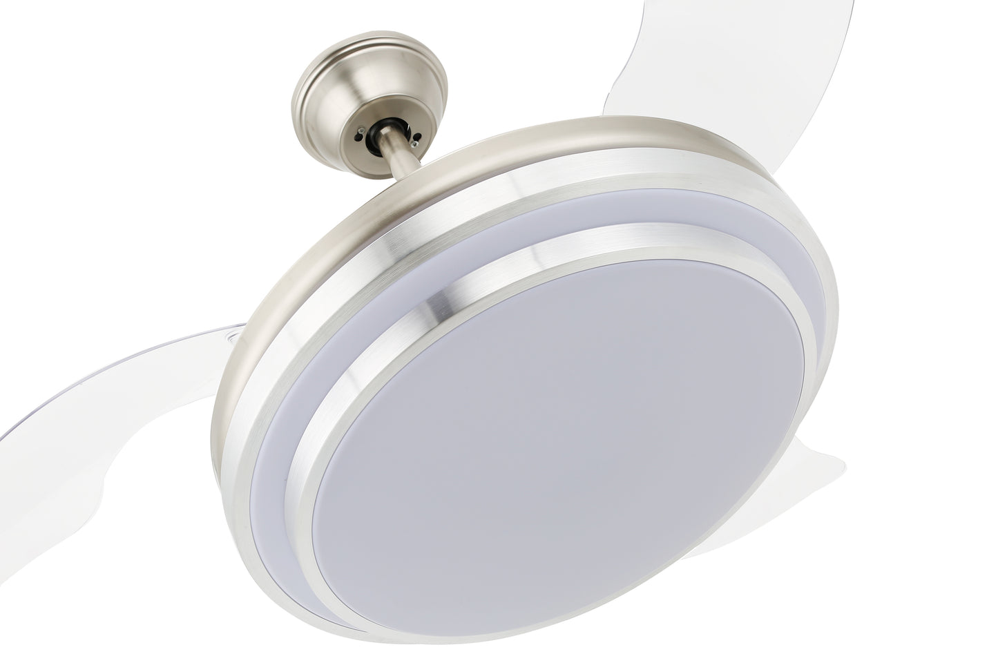 DC4204-42" Modern Urban Brushed Nickel Retractable Ceiling Fan with Remote and LED Light Kit Included, 6 Speeds Reversible Ceiling Fan