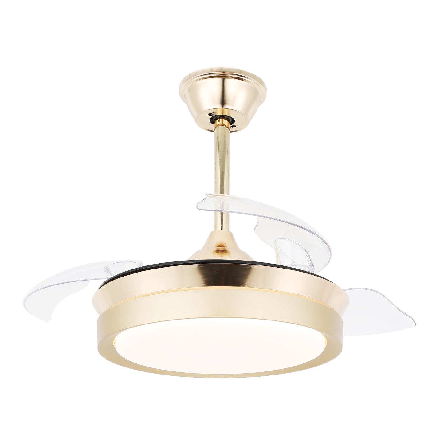 DC3605-36" Gold/Black/White Finish Retractable Ceiling Fan with Remote and LED Light Kit Included, CCT Dimmable Ceiling Fan
