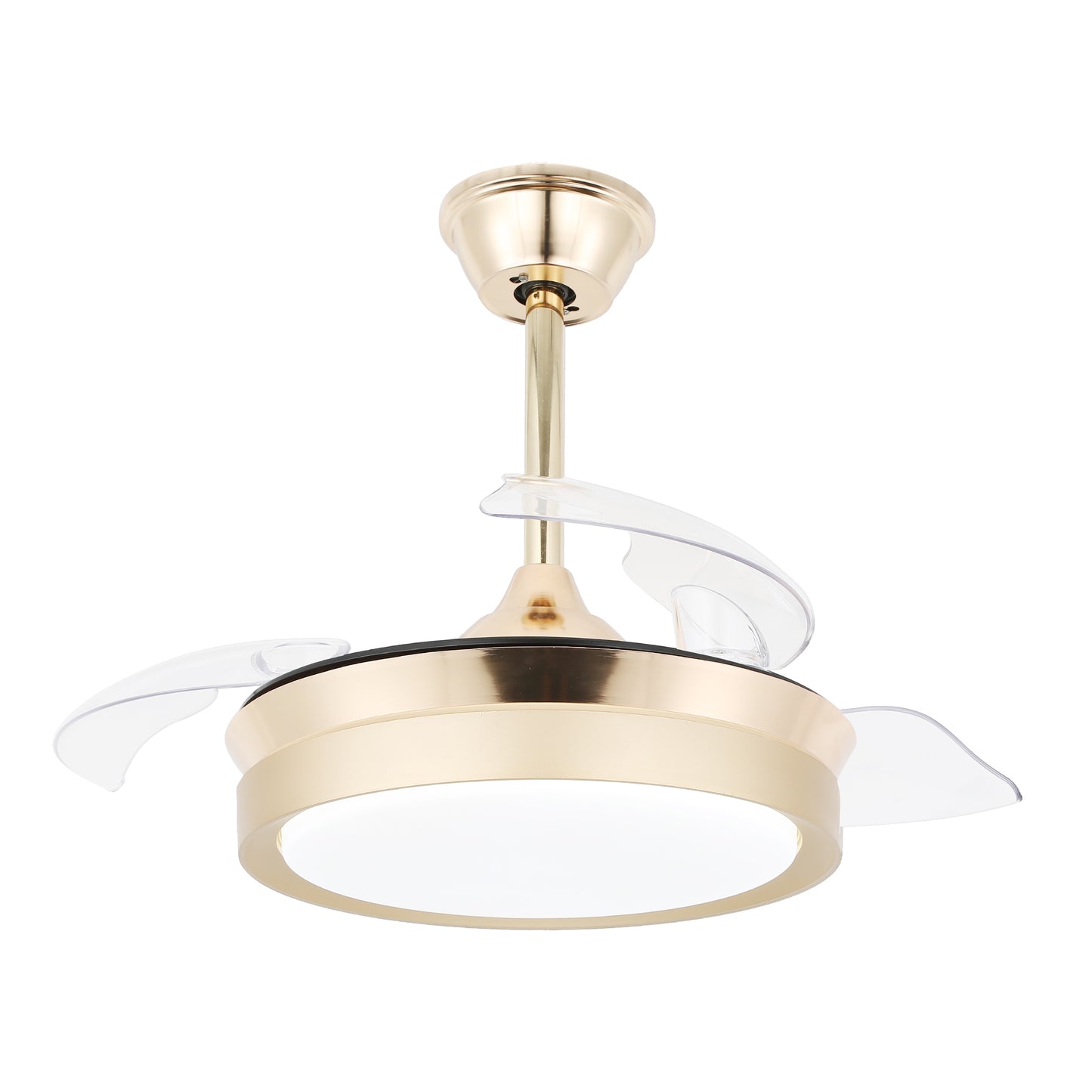 DC3605-36" Gold/Black/White Finish Retractable Ceiling Fan with Remote and LED Light Kit Included, CCT Dimmable Ceiling Fan