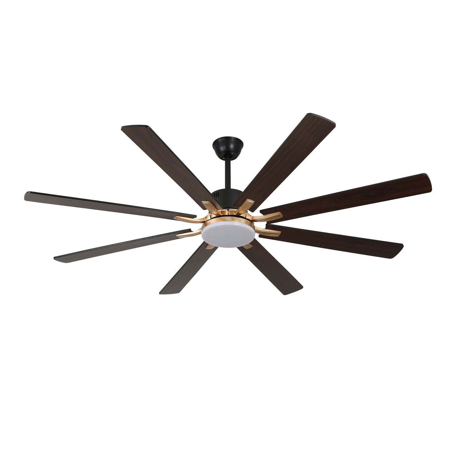 DC7203-72" 8 Blades Black/Silver Finish Modern Urban Reversible Ceiling Fan with Remote and LED Light Kit Included, Large Size Dimmable Ceiling Fan