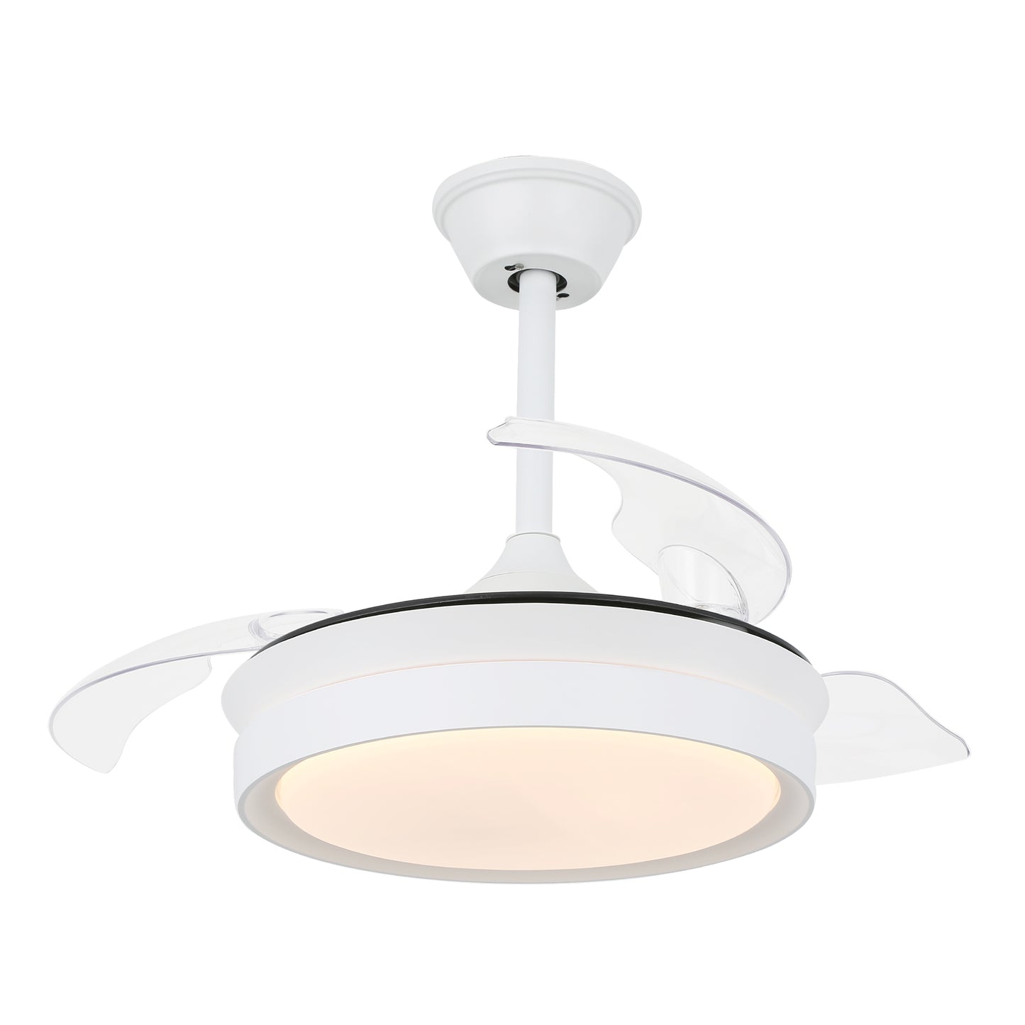 DC3605-36" Gold/Black/White Finish Retractable Ceiling Fan with Remote and LED Light Kit Included, CCT Dimmable Ceiling Fan