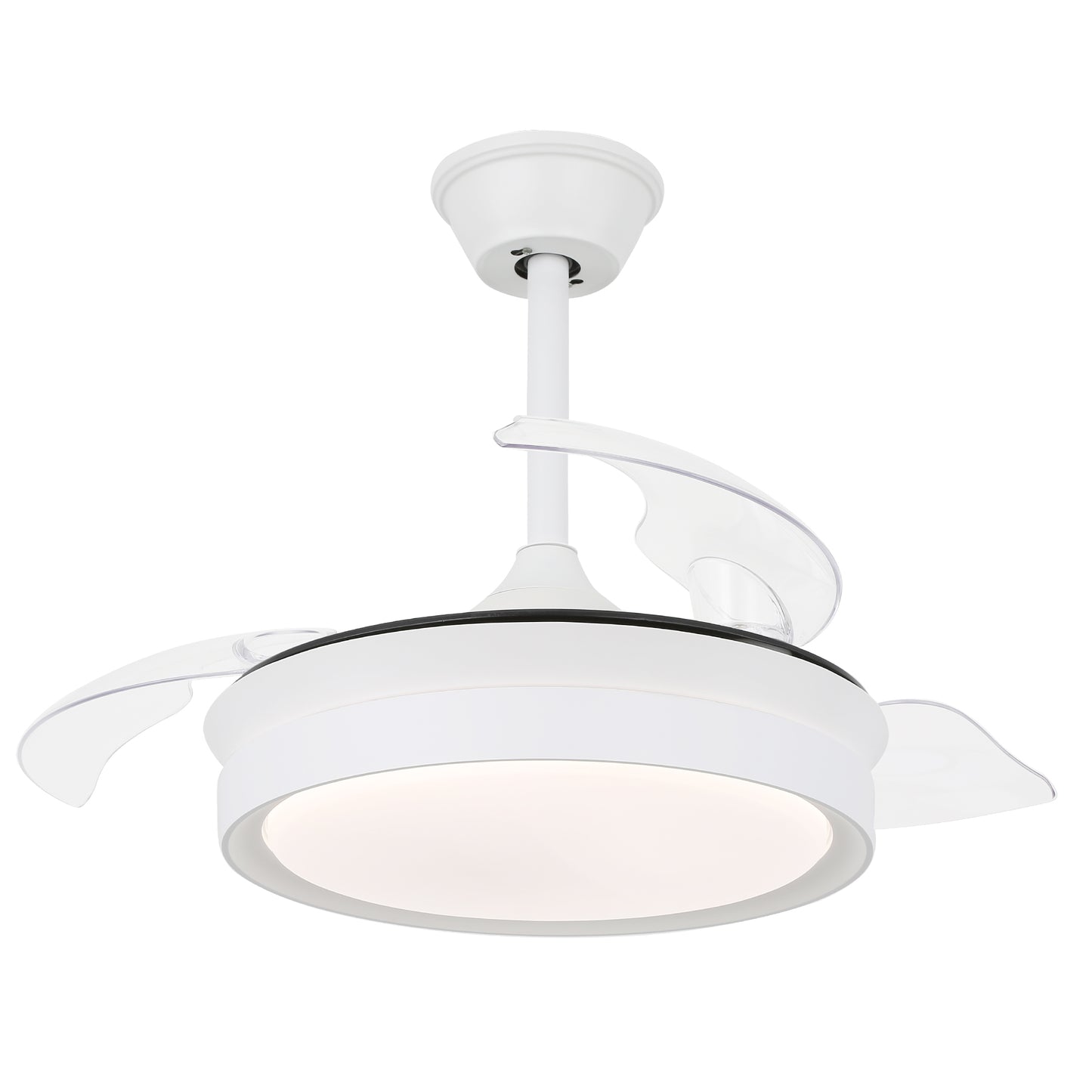 DC3605-36" Gold/Black/White Finish Retractable Ceiling Fan with Remote and LED Light Kit Included, CCT Dimmable Ceiling Fan