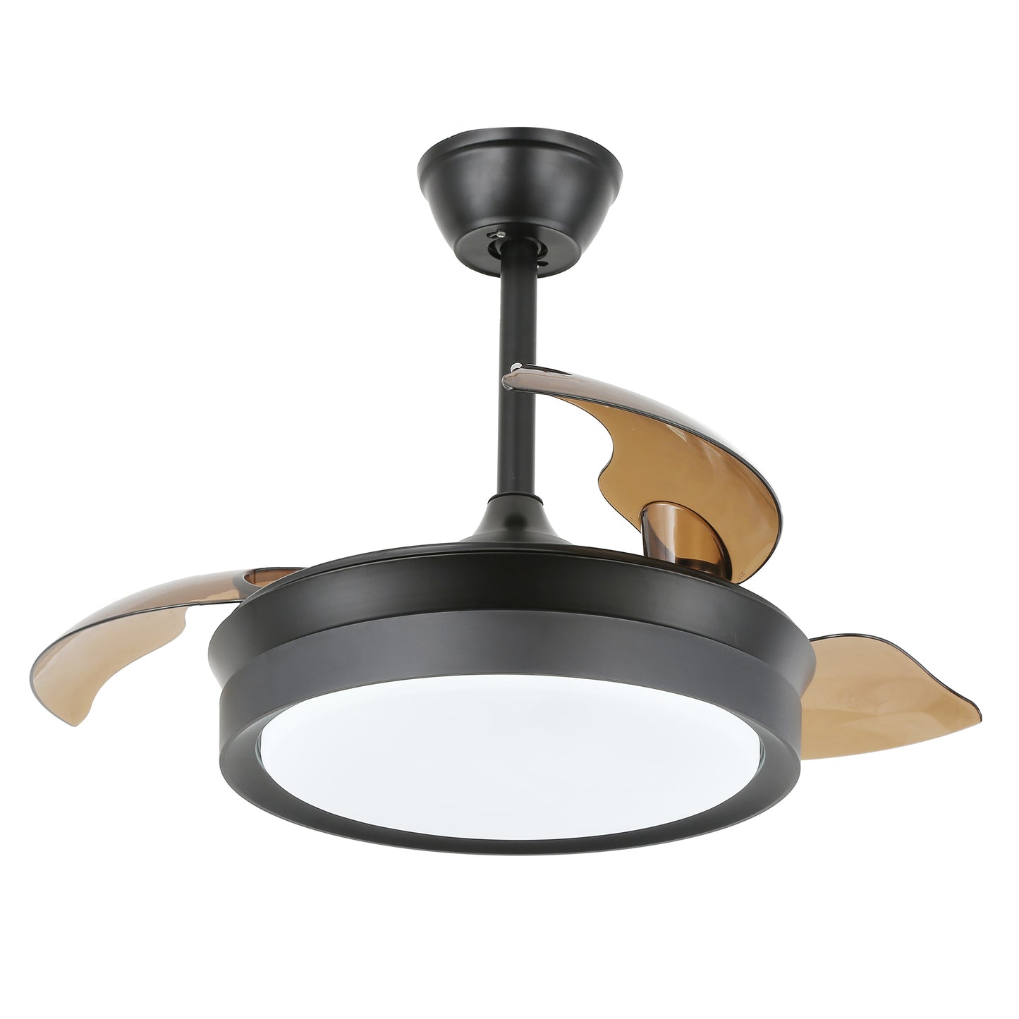 DC3605-36" Gold/Black/White Finish Retractable Ceiling Fan with Remote and LED Light Kit Included, CCT Dimmable Ceiling Fan