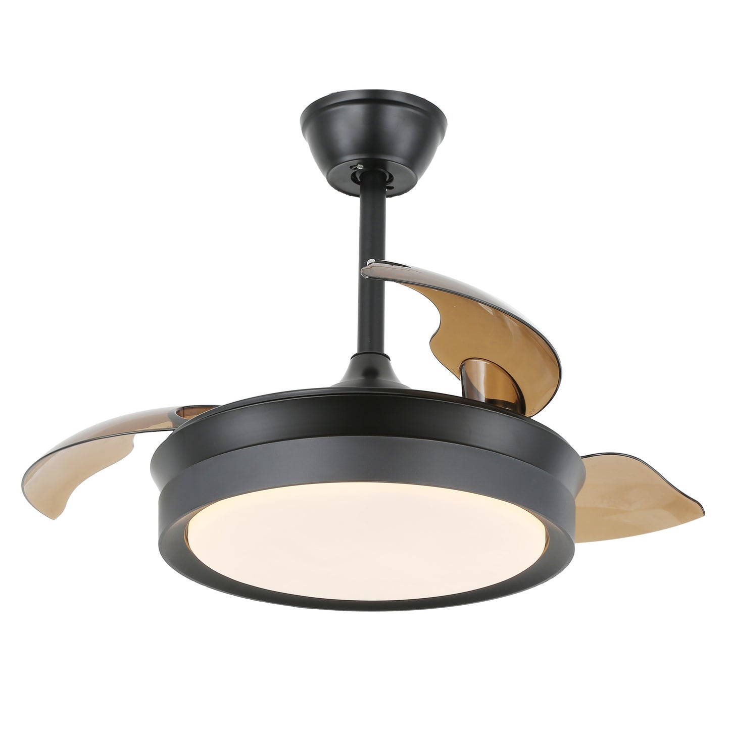 DC3605-36" Gold/Black/White Finish Retractable Ceiling Fan with Remote and LED Light Kit Included, CCT Dimmable Ceiling Fan
