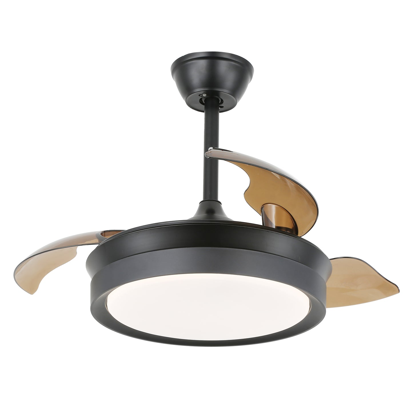 DC3605-36" Gold/Black/White Finish Retractable Ceiling Fan with Remote and LED Light Kit Included, CCT Dimmable Ceiling Fan