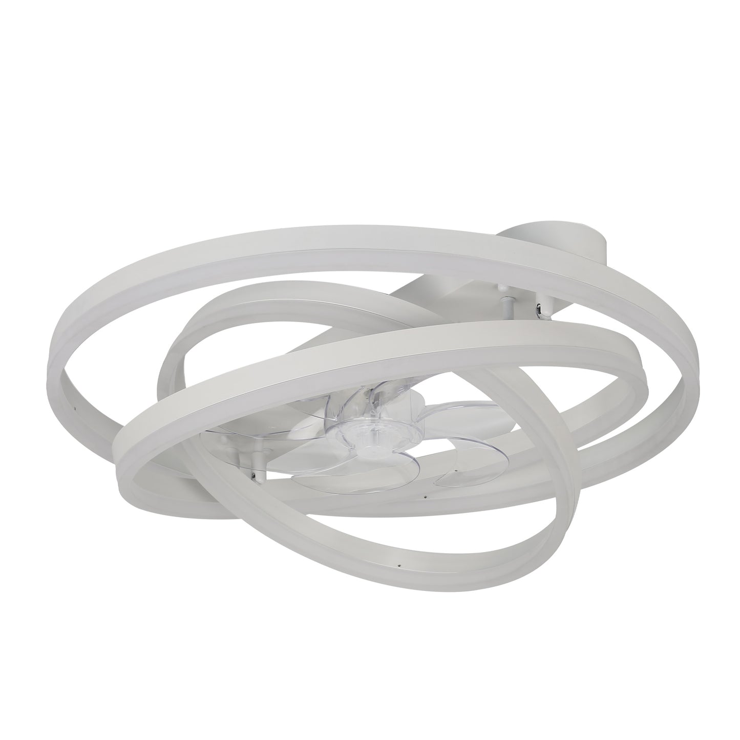 DC2401-BellaDepot 23.6" Black/Chrome/Brown/White/Nickel Finish DIY Shape Low Profile Reversible Ceiling Fan with Remote Control and LED Light Kit Included