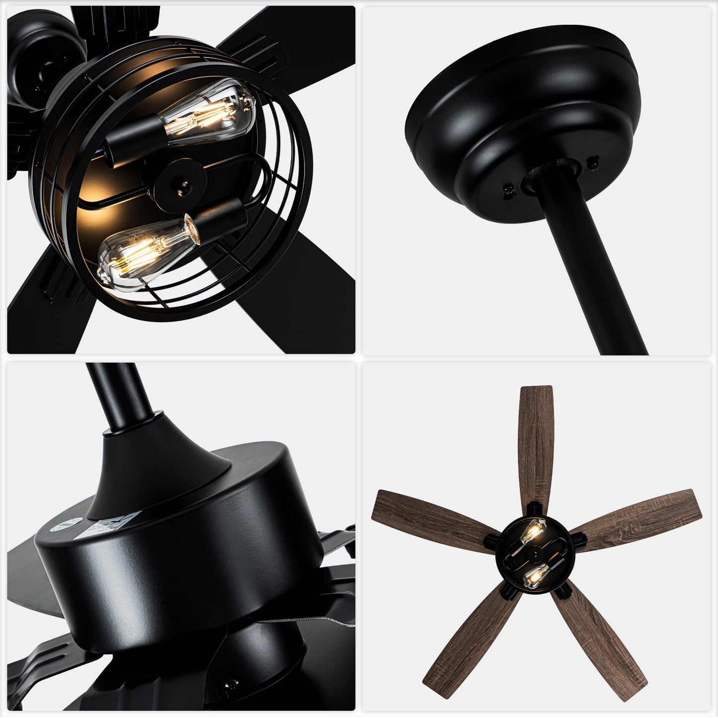 MD-FS8930XL-BellaDepot 52" Industrial Metal Caged Fan Lights with Remote Control, Silent DC Motor Ceiling Fan for Any Seasons