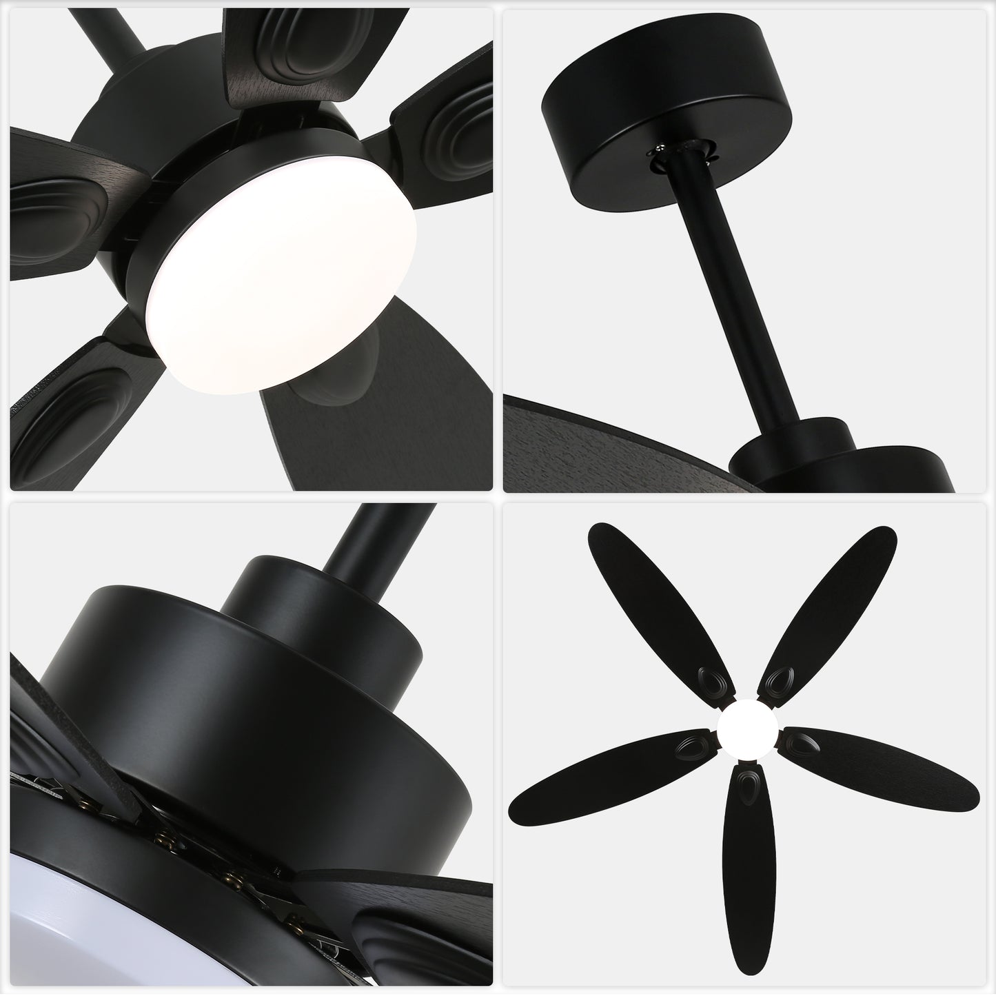 DC256001-BellaDepot 60" Modern Contemporary Stylish Design Ceiling Fan with Remote Control and LED Lights, Reversible 6 Speeds Ceiling Fan for All Seasons