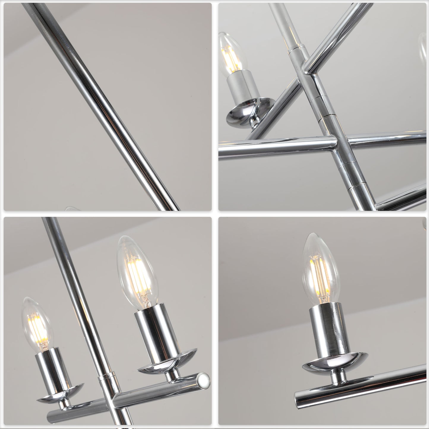 FC4088-6 Lights Black/Silver Finish Industrial Style Pendant Light, DIY Shape Linear Chandelier