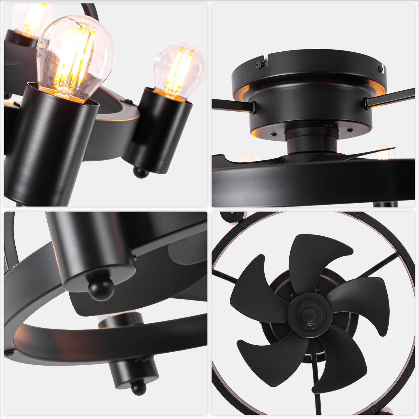 DC252007-BellaDepot 20" Compact Ceiling Fan, Rudder Shape Flush Mount Fan with Lights