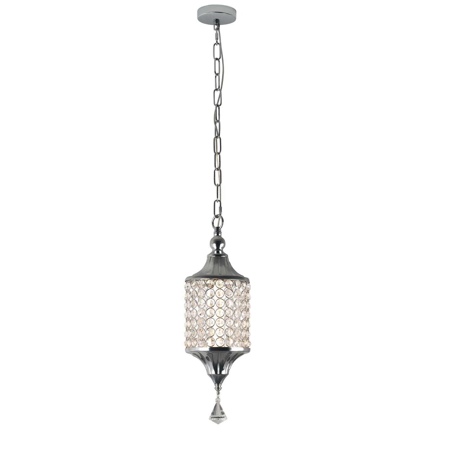 FC4075-LED Glamorous Luxury Crystal Geometric Chandelier, Height Adjustable Pendant Light