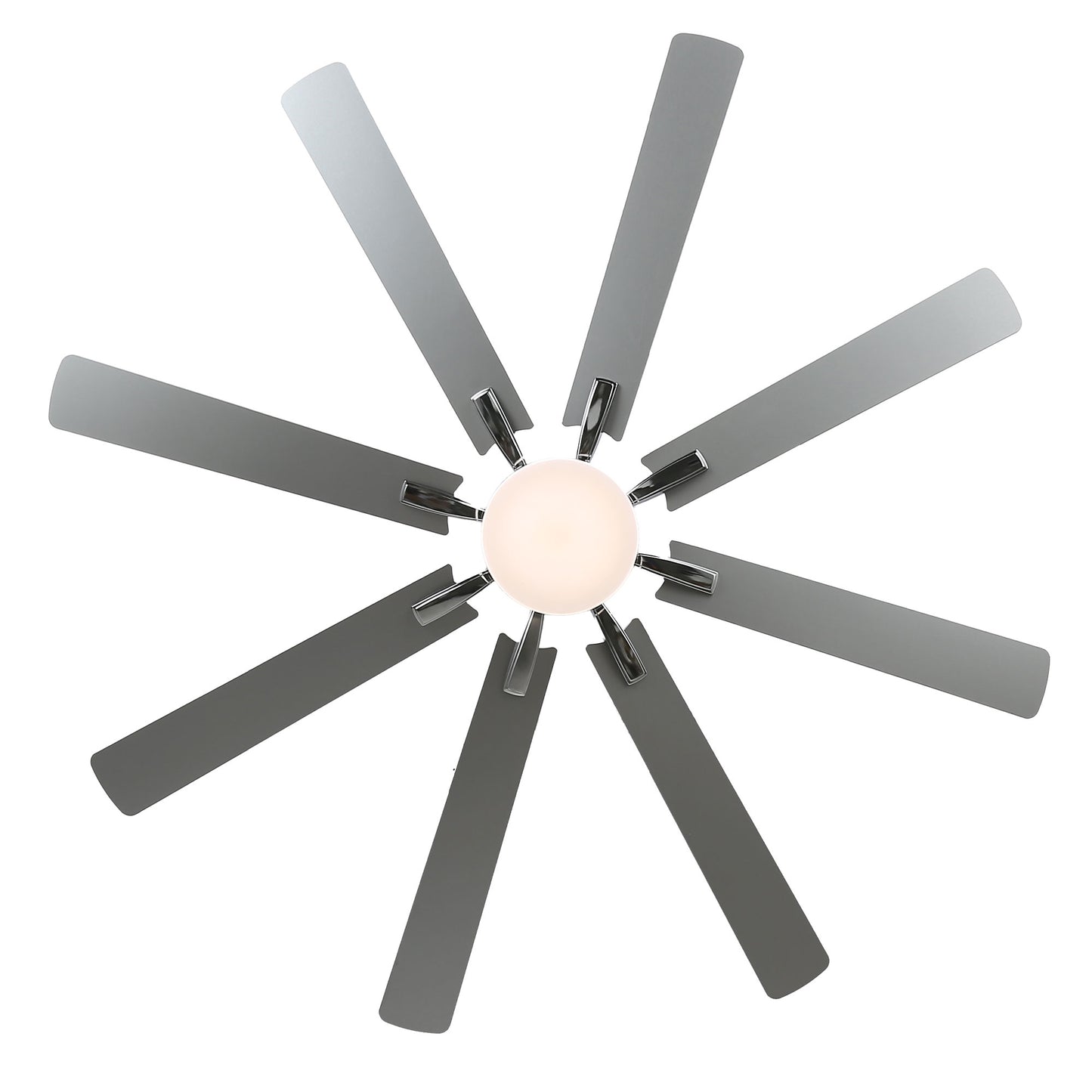 DC7203-72" 8 Blades Black/Silver Finish Modern Urban Reversible Ceiling Fan with Remote and LED Light Kit Included, Large Size Dimmable Ceiling Fan